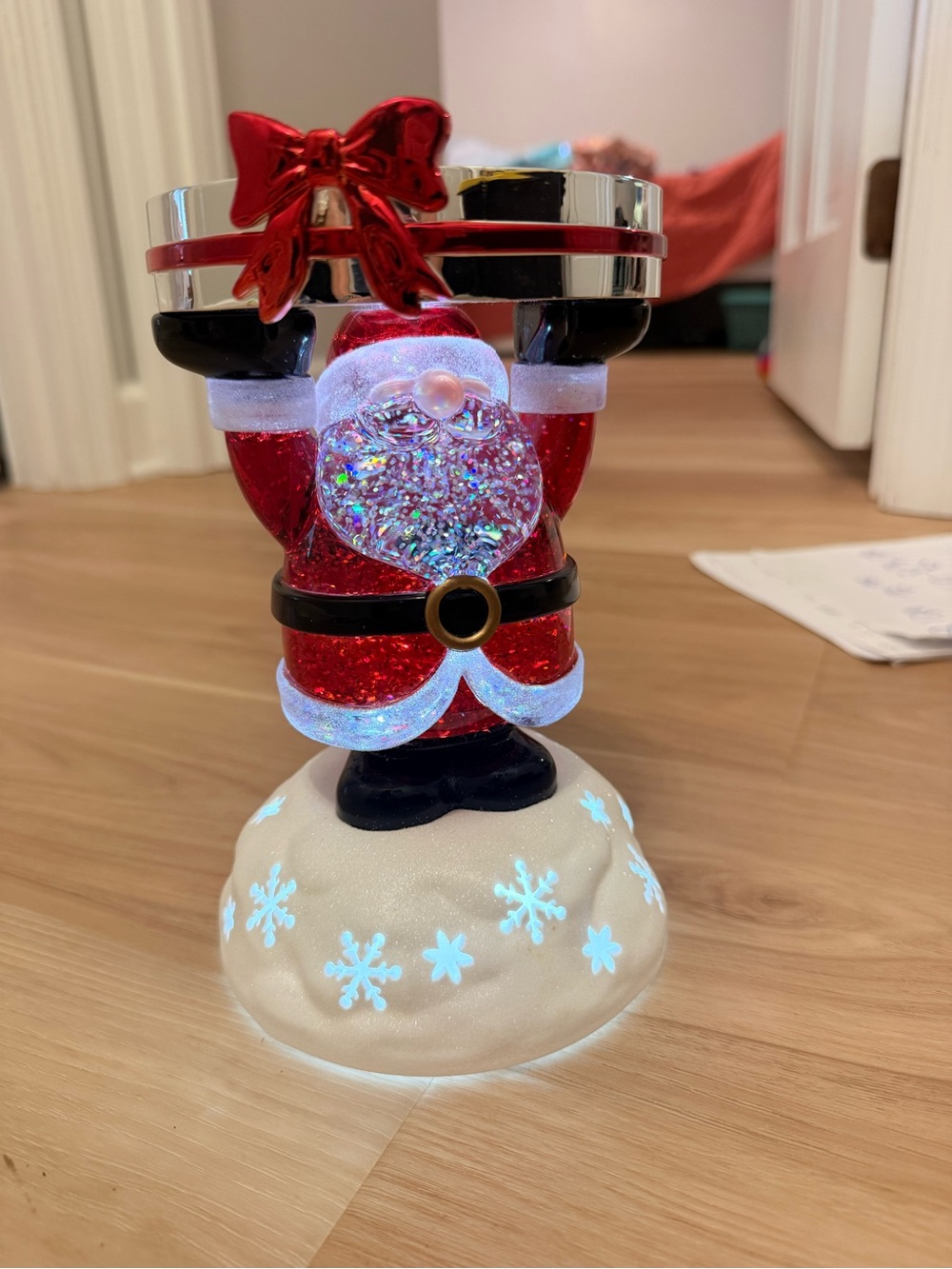 Bath and Body Works 3 wick candle holder Santa LED